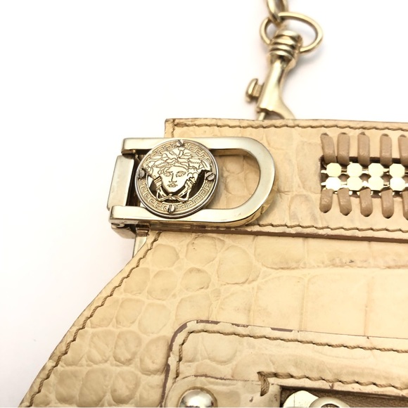 Versace Cream and Gold Textured Shoulder Bag - Picture 8 of 13